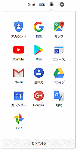 グーグルの各サービスメニューのアイコン